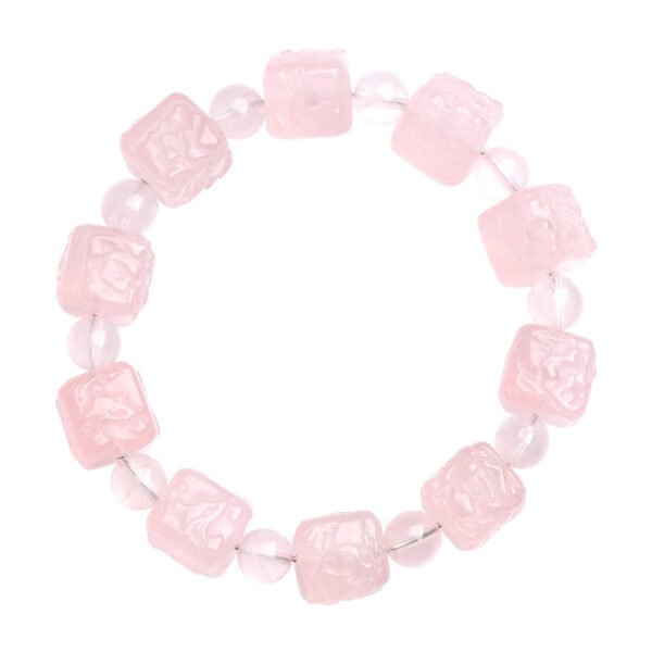 Pink Sugar Cube Crystal Bracelet with Floral & Phoenix Design