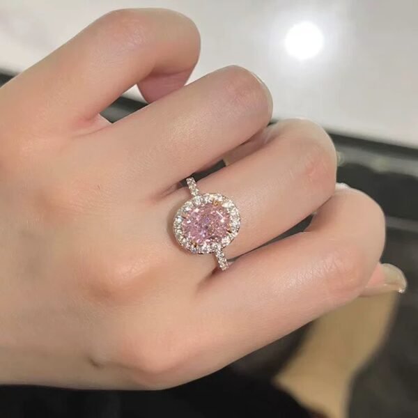 Pink Sugar Cube Ring for Women's Index Finger